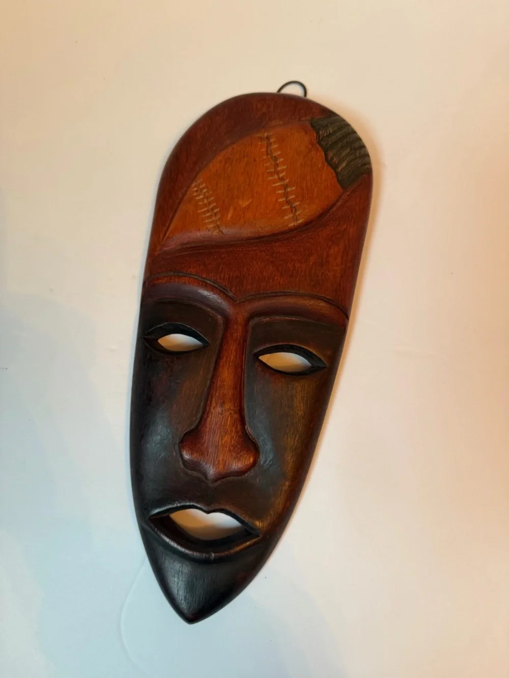 Vintage Hand Carved Wood African Mask Wall Art 11” Tribal Decor MCM